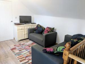 a living room with a couch and a tv at Apple Loft in Alford