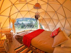 a bedroom in a dome with a bed in it at Alma de Campo Glamping - Laguna de Suesca in Suesca