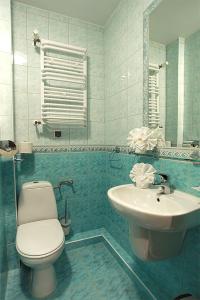 a bathroom with a white toilet and a sink at Dom Wczasowy VIS in Jastrzębia Góra