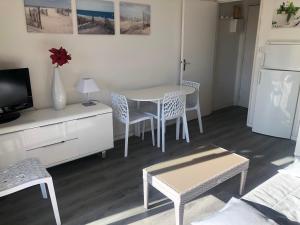 TV a/nebo společenská místnost v ubytování Appartement bord de mer Saint Pierre la Mer
