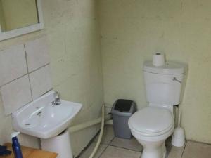 ein Bad mit einem WC und einem Waschbecken in der Unterkunft Cadeau Hiking and Accommodation in Witelsbos