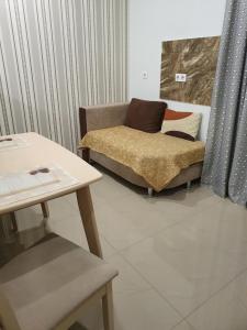 sala de estar con sofá y mesa en Квартира-студія, en Lutsk