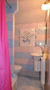 a bathroom with a sink and a toilet at Cottages On Gdantsevskaya Street in Kryvyi Rih