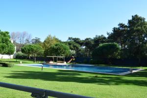a swimming pool in a park with grass and trees at Parkofir in Fão