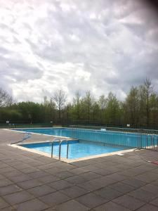 ゼーウォルデにあるVilla Leeuwerik (4-12 p.)の曇りの日の大型スイミングプール
