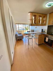 a kitchen and dining room with a table and chairs at Providencia Plaza in Santiago