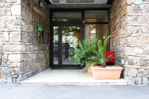 a front door of a building with a potted plant at Yourbanflat Eremitani in Padova