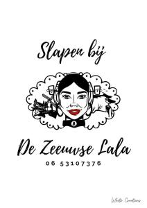 ein Logo für ein Musikfestival mit einer Frau mit Kopfhörern in der Unterkunft Slapen bij de Zeeuwse Lala in IJzendijke