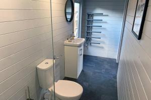 ein Bad mit einem WC und einem Waschbecken in der Unterkunft Cosy, Self-Contained Garden Room in City Centre! in Hereford