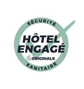 ein Logo für ein Hotel Die Originale heilen in der Unterkunft The Originals City, Hôtel du Faucigny, Cluses Ouest in Scionzier
