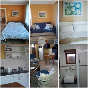 a collage of four pictures of a hotel room at Bibi's Place in Swakopmund