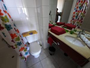 ビーニャデルマールにあるNunca me olvidesのバスルーム(トイレ、洗面台、鏡付)