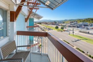 a view from a balcony of a building at Margaritaville Island Inn in Pigeon Forge