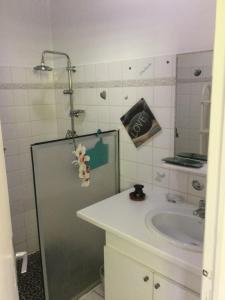 La salle de bains est pourvue d'un lavabo et d'une douche. dans l'établissement ALLEGRO, à Pointe-à-Pitre