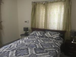 1 dormitorio con 1 cama con edredón en 1 Bedroom Apartment in a Prime area en Accra