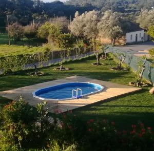 a pool in the middle of a yard at Charming apartment in Monchique with shared pool - 55 sqm in Monchique
