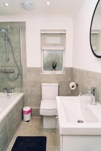 a bathroom with a sink and a tub and a toilet at Caroline Court - 1 Bedroom Apartment in Colchester