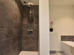 łazienka z prysznicem z głowicą prysznicową w obiekcie Tasteful holiday home in Sijsele Brugge with garden w mieście Veldhoek