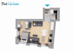 a rendering of a floor plan of aominium w obiekcie Rent like home - Nowiniarska 8 w Warszawie