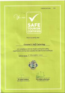 Certifikát, hodnocení, plakát nebo jiný dokument vystavený v ubytování Oceane Self Catering