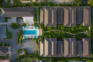 an overhead view of a row of buildings at Beach View Hotel in Saint James
