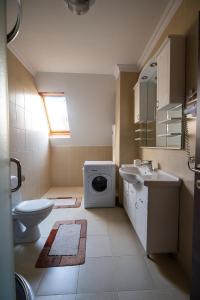 uma casa de banho com um lavatório e uma máquina de lavar roupa em Like Home Lux, Apartman A9 em Kopaonik