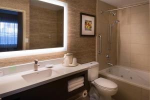 a bathroom with a sink and a toilet and a shower at Holiday Inn Express Hotel & Suites Pasadena-Colorado Boulevard, an IHG Hotel in Pasadena