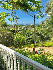 Elle comprend un balcon offrant une vue sur le jardin. dans l'établissement BIỂN ĐỒI Bungalow, à Duong Dong
