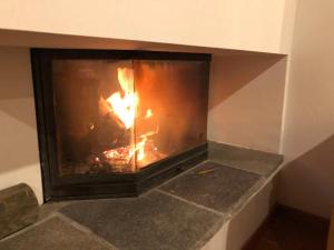 BedolloにあるEco Chalet Nonno Silvanoの暖炉