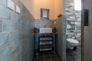 a bathroom with a sink and a toilet at Ride by the Sea Guesthouse in Koudekerke
