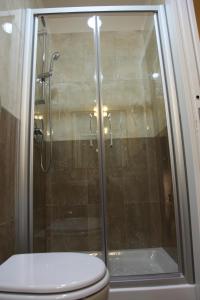 ein Bad mit einer Glasdusche und einem WC in der Unterkunft Federica's Home in Rom
