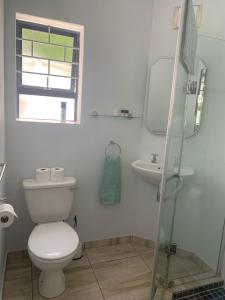 a bathroom with a toilet and a sink at Hemel-en-See Beach House in Hermanus