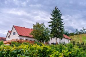 a white house with a tree in front of it at POSTHANSL in Gamlitz