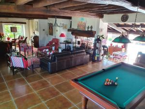 a living room with a pool table in it at Domaine de Millox in Saint-André-de-Seignanx