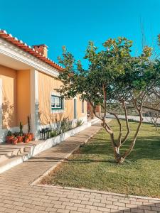 a tree in the grass next to a house at Quinta Amarela - B&B in Nazaré +29 photos