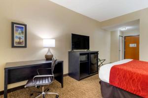 Comfort Inn & Suites Montgomery Eastchase في مونتغومري: غرفه فندقيه بسرير ومكتب وكرسي