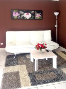 sala de estar con sofá blanco y mesa en Appartement de 2 chambres avec terrasse amenagee a Carcassonne en Carcassonne