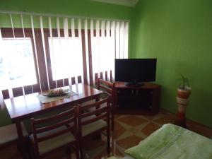 A television and/or entertainment centre at Nefelejcs Apartman