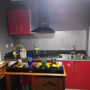 una cocina con fregadero y encimera en Appartement charmant à Saint-Leu avec vue sur la mer, 45 m², en Saint-Leu 4 fotos más