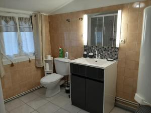 a bathroom with a toilet and a sink at Les Flots de St Val in Saint-Valéry-sur-Somme +17 photos
