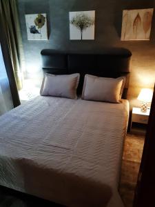 a bed with two pillows on it in a bedroom at Family Apartments in Donovaly