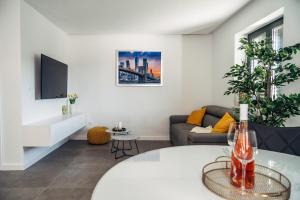a living room with a couch and a table at Villa Jadran in Promajna