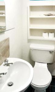 a bathroom with a white toilet and a sink at One bedroom appartement with city view and wifi at Galway 1 km away from the beach in Galway