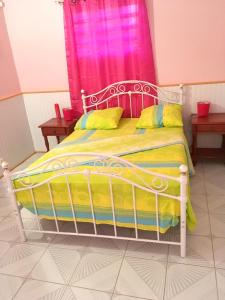 Ένα ή περισσότερα κρεβάτια σε δωμάτιο στο Maison de 2 chambres avec terrasse amenagee et wifi a Pointe Noire a 2 km de la plage