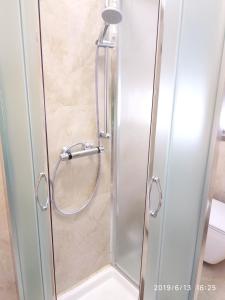 レアルモンテにあるApartment with Sea View, Lido Rosselloのガラスドア付きの浴室のシャワー +62枚の写真