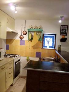 Η κουζίνα ή μικρή κουζίνα στο Appartement d'une chambre avec jardin clos et wifi a Hirel