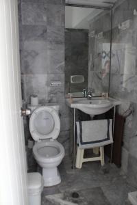 bagno con servizi igienici e lavandino di Hotel Porto Loutro on the Beach a Loutro