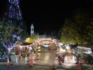 a christmas display with a christmas tree and lights at TO KONATZI TIS MAROULAS in Kyperounda