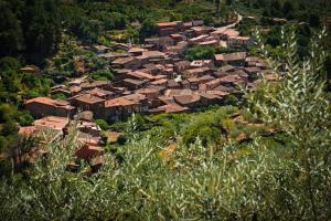 an overhead view of a village in the hills at Studio with balcony and wifi at Robledillo de Gata in Robledillo de Gata