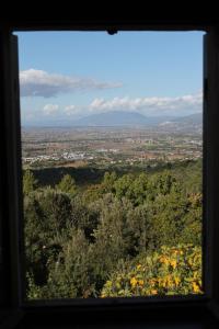 una vista da una finestra di un campo di Casa Arezzola a Spoleto